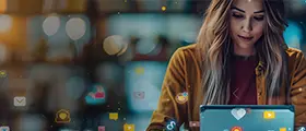 Digital marketing professionals working at office space 