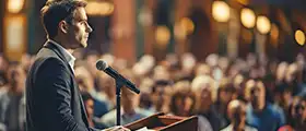 A Public speaker delivering speech 