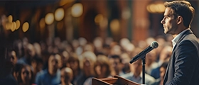 A Public speaker delivering speech 