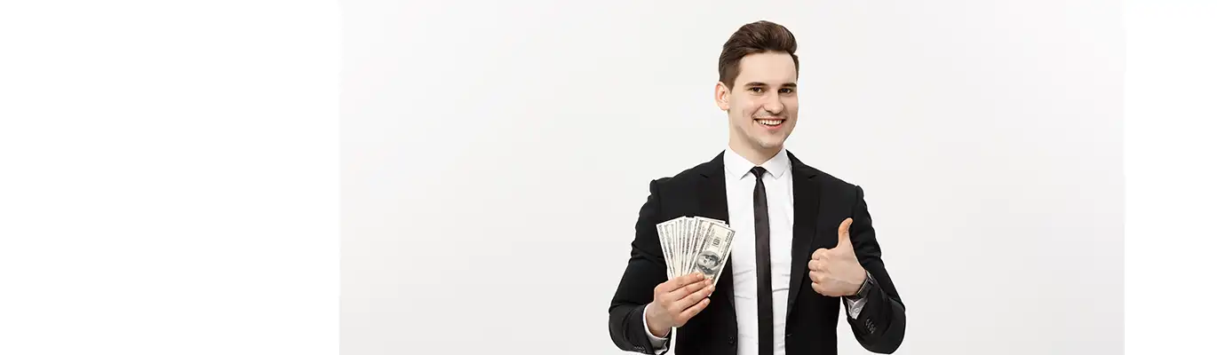 Financial professional holding money on hand