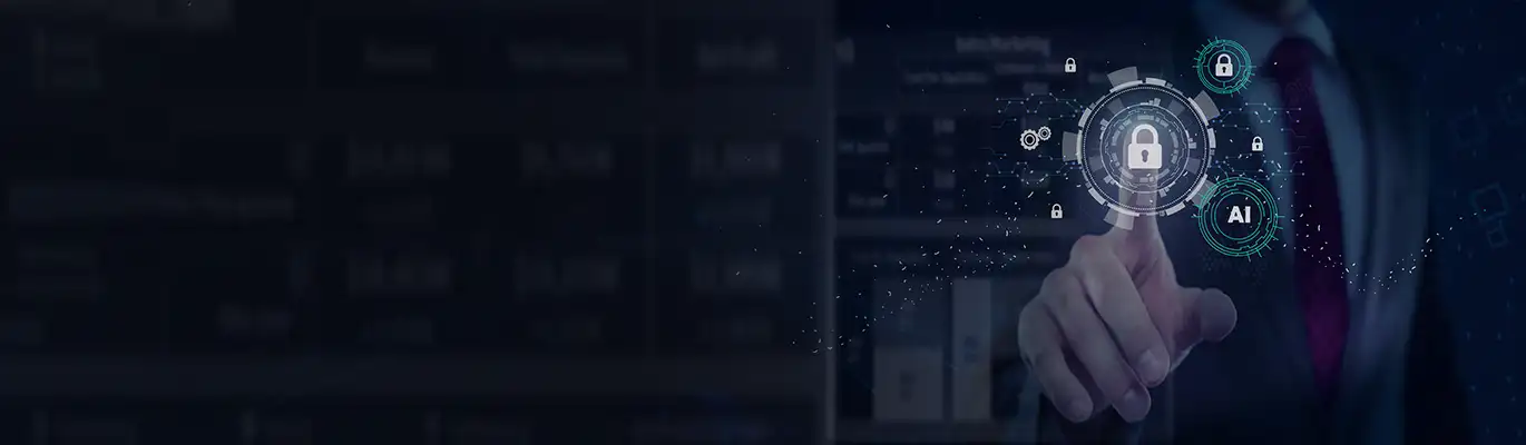 Cybersecurity specialist checking security techniques in a virtual screen
