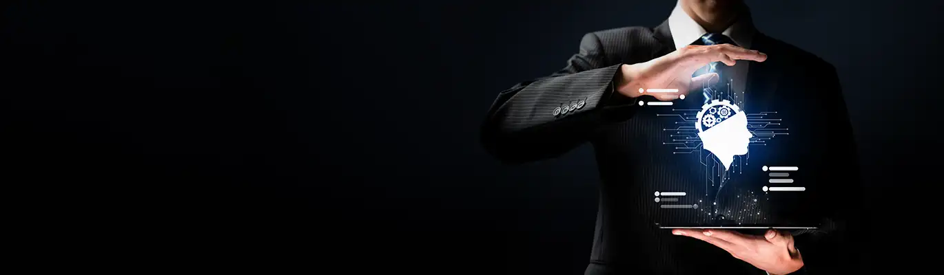 HR Professional holding AI technology