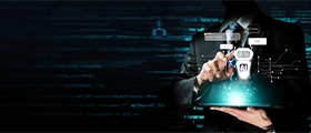 Professional using AI interface on a digital tablet.