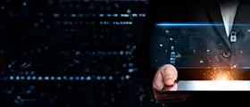 Professional Qualifi Level 5 Extended Diploma in Cyber Security course concept with digital security icons and lock symbol.
