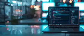Java and backend development code running on a laptop screen
