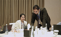 Corporate professionals participating in Edoxi's Artificial Intelligence (AI) training workshop presented by Manish at DoubleTree by Hilton, Dubai