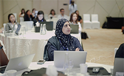 Corporate professionals engaged in Edoxi's Artificial Intelligence (AI) corporate training session led by Manish at DoubleTree by Hilton, Dubai