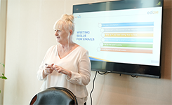 Corporate professionals participating in Edoxi's Effective Business Communication Skill training led by Julie Archer in Dubai .