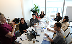Corporate professionals from The Qode participating in Edoxi's Leadership Skills corporate training conducted by Julie Archer at the client's premises in Dubai