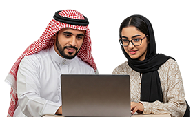 Diverse professionals collaborating over a laptop, representing teamwork, leadership, and workplace diversity