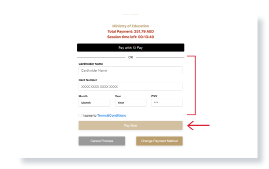 Image showing the payment details in the EmSAT registration process