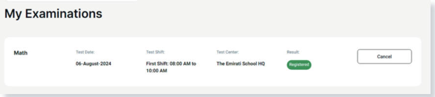 image showing successful registration of the EmSAT exam
